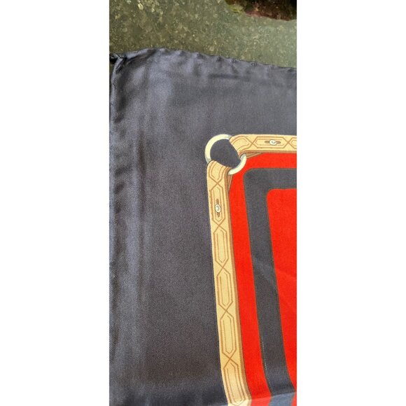 Vtg 1970's DAMON All Silk Equestrian Scarf Made In Italy Hand Rolled Red Blue - Picture 8 of 10